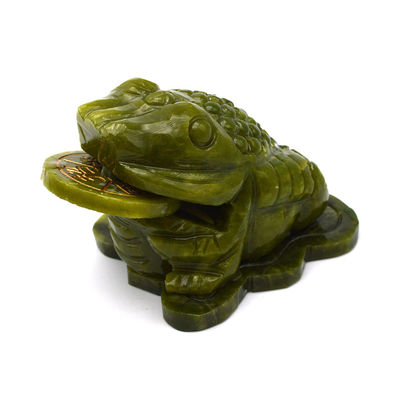 Wealth-Attracting Green Jade Toad Carving for Financial Success in Fengshui