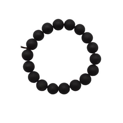 Art Collectible Natural 10mm Black Bian Stone Beads Bracelets for Men and Women