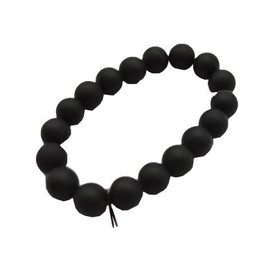 Art Collectible Natural 10mm Black Bian Stone Beads Bracelets for Men and Women