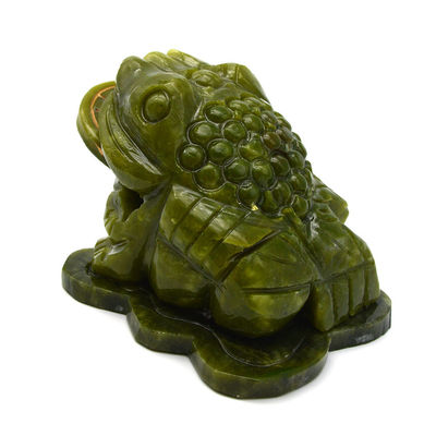 Wealth-Attracting Green Jade Toad Carving for Financial Success in Fengshui