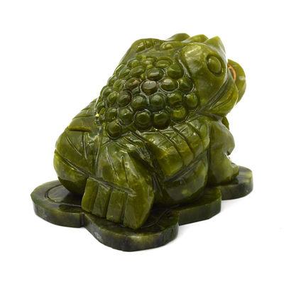 Wealth-Attracting Green Jade Toad Carving for Financial Success in Fengshui