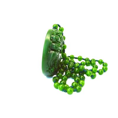 Feng Shui Style Regional Feature Natural Green Large Jade Happy Buddha Pendant Necklace with Chains