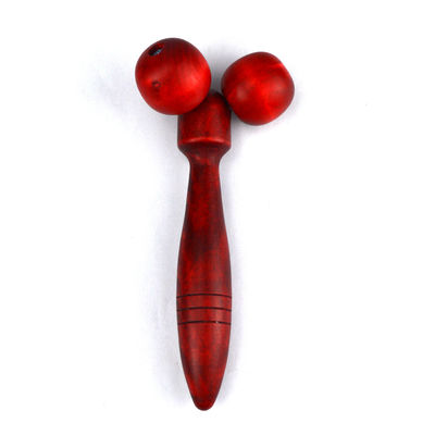 Red or Yellow Wooden Massage Roller for Face Therapy and Anti-Wrinkle Treatment