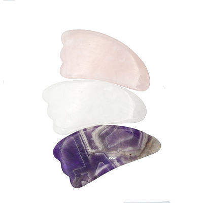 9.5*5.5cm Natural Stone Gua Sha Tool Rose Quartz/Amethyst/White Jade Massage Tool for Body Massage