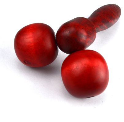Red or Yellow Wooden Massage Roller for Face Therapy and Anti-Wrinkle Treatment