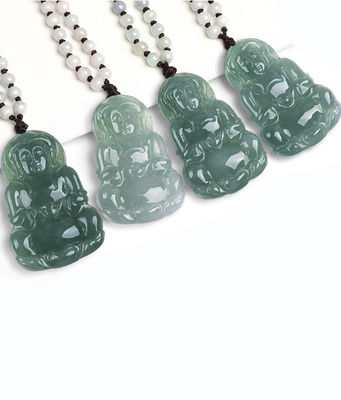 Natural Jade Guanyin Pendant Green Emerald Jadeite Charms Necklace Amulet for Women's Men's Jewelry Elegant and Stylish