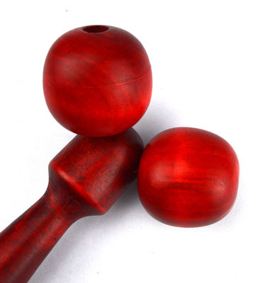 Red or Yellow Wooden Massage Roller for Face Therapy and Anti-Wrinkle Treatment