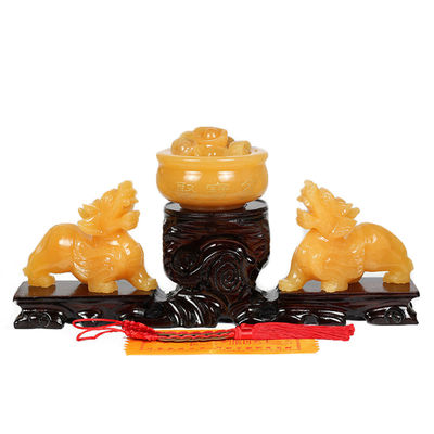 Store Display Yellow Jade Pixiu Statue Fengshui Gift for Wealth and Prosperity
