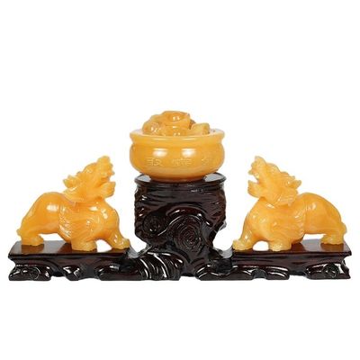 Store Display Yellow Jade Pixiu Statue Fengshui Gift for Wealth and Prosperity
