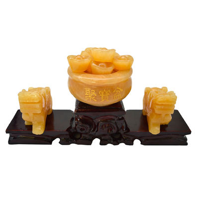 Store Display Yellow Jade Pixiu Statue Fengshui Gift for Wealth and Prosperity