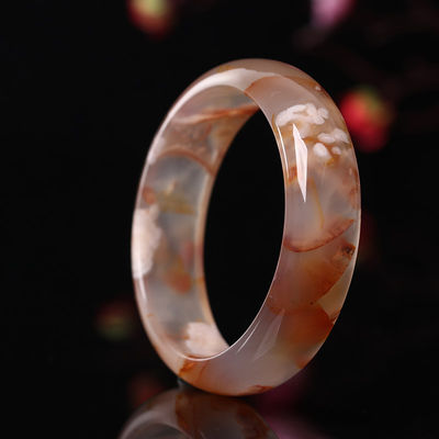 Jewelry Decoration Natural Sakura Agate Jade Bracelet Chalcedony Crystal Ice Through Bracelet Women 52-56mm