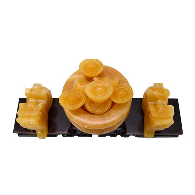 Store Display Yellow Jade Pixiu Statue Fengshui Gift for Wealth and Prosperity