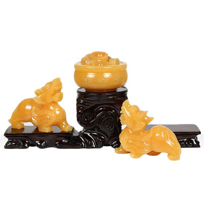 Store Display Yellow Jade Pixiu Statue Fengshui Gift for Wealth and Prosperity