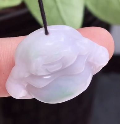 Green Portable Natural Burma Purple Carved Jadeite Jade Laughing Buddha Pendant for Women and Children Natural Color