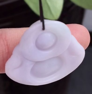 Green Portable Natural Burma Purple Carved Jadeite Jade Laughing Buddha Pendant for Women and Children Natural Color