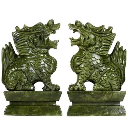Natural Jadeite Kirin Carvings Perfect Addition to Your Asian-Inspired Collection