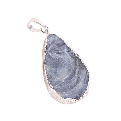 Art Collectible Agate Slice Pendant Silver/Gold Plated Edge Feng Shui Theme Unique Design Handcrafted