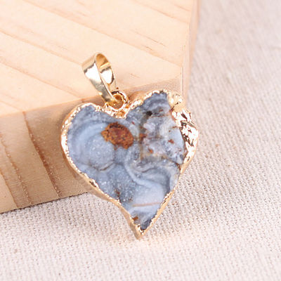 Art Collectible Agate Slice Pendant Silver/Gold Plated Edge Feng Shui Theme Unique Design Handcrafted