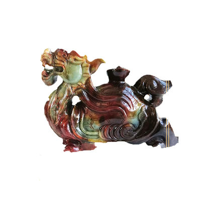 Hot 40cm Natural Jade Carving Dragon Turtle Statue Fine Feng Shui Style for Decoration