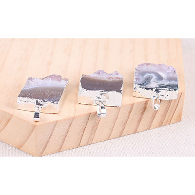 Feng Shui Natural Druzy Quartz Agate Amethyst Necklace with Gold Plated Pendant and Crystal Stones