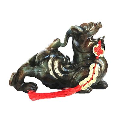 Quartz Crystal Jade Pixiu Green Statue for Home Gift 20 Cm Gemstone Feng Shui Engraving Figurine Carved Home Decoration Love