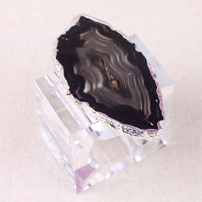 PORTABLE Square-shape Crystal Buckle Napkin Ring made of Natural Agate Stone for Elegant Table Setting