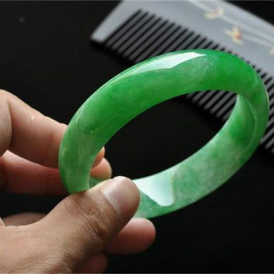 Customized Crystal Stones Icy Emerald Green Jade Bangle Bracelet OEM ODM Accepted