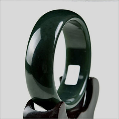Handmade Hetian Jade Nephrite Green Bangle Bracelet in Folk-custom Style 54-65mm with Unique Natural Design