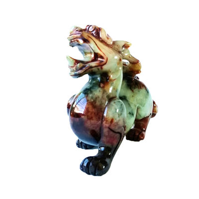 Customized Shape Hand Carved 22cm Jade Pixiu Dragon Green Statue for Lucky and Evil Gemstone Included