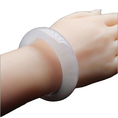Icy White Agate Jade Bangle Certified Chinese Bracelet 54-66mm Folk-custom Bangles 1 Sets Regional Feature Art Collectible
