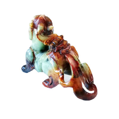 Customized Shape Hand Carved 22cm Jade Pixiu Dragon Green Statue for Lucky and Evil Gemstone Included
