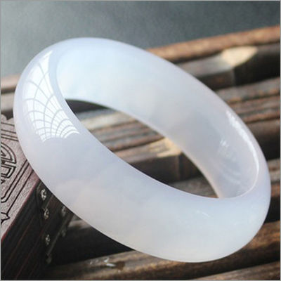 Icy White Agate Jade Bangle Certified Chinese Bracelet 54-66mm Folk-custom Bangles 1 Sets Regional Feature Art Collectible