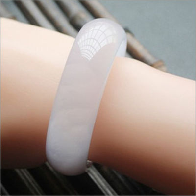 Icy White Agate Jade Bangle Certified Chinese Bracelet 54-66mm Folk-custom Bangles 1 Sets Regional Feature Art Collectible