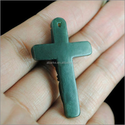 Natural Green HeTian Jadee Pendant Carved Jesus Christ Cross Pendant Necklace Fashion Jewelry for Men and Women's Fashion