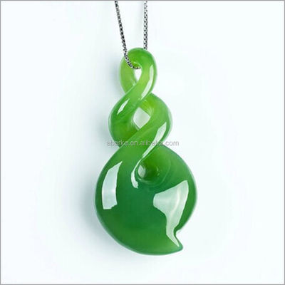 Crystal Stones Green HETIAN Nephrite Carved Necklace Lover's Jade Jewelry PORTABLE Design 100% Natural Charm Pendant for MEN