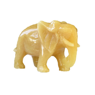 18cm Hand Carved Topaz Elephant Stone Statue Crystal Figurine for Home Decoration