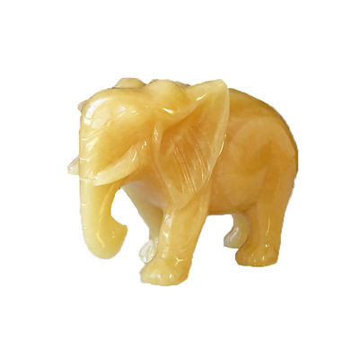 18cm Hand Carved Topaz Elephant Stone Statue Crystal Figurine for Home Decoration