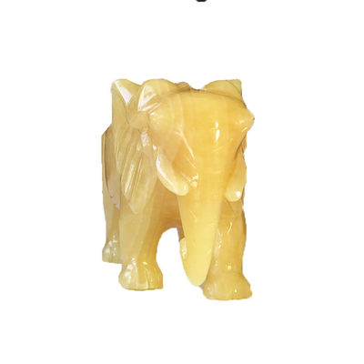 18cm Hand Carved Topaz Elephant Stone Statue Crystal Figurine for Home Decoration