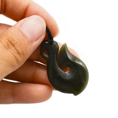 Regional Feature Natural Green Nephrite Jade Small Stylized Maori Infinity Necklace with S Shaped Design