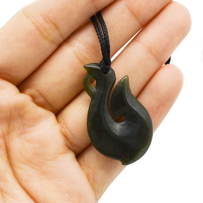 Regional Feature Natural Green Nephrite Jade Small Stylized Maori Infinity Necklace with S Shaped Design