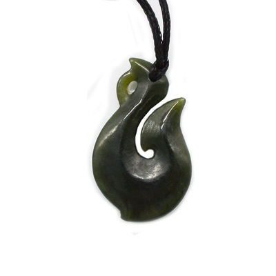 Regional Feature Natural Green Nephrite Jade Small Stylized Maori Infinity Necklace with S Shaped Design