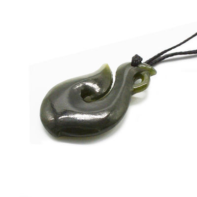 Regional Feature Natural Green Nephrite Jade Small Stylized Maori Infinity Necklace with S Shaped Design