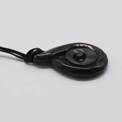 Carved Chinese Hetian Jade Nephrite Pendant Necklace with Engraved Manaia Talisman and Carving Type Engraving