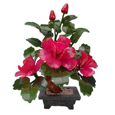 Add a Touch of Elegance to Your Home with 3 Peony Flowers Natural Jade Potted Plants