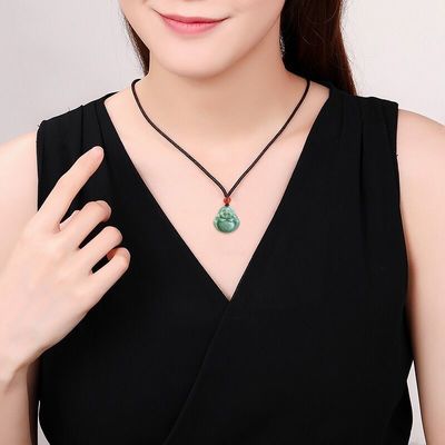 Art Collectible High Class Jade Buddha Carved Jadeite Buddha Pendant for Necklace Theme