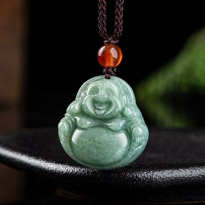 Art Collectible High Class Jade Buddha Carved Jadeite Buddha Pendant for Necklace Theme