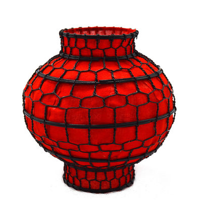Colorful Red Iron Cloth Christmas Lanterns in Feng Shui Style for Festive Ambiance