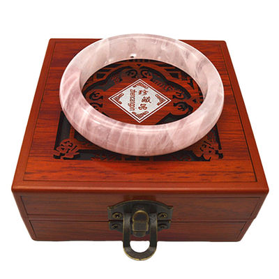 Crystal Quartz Rose Bangles Real Pink Bracelets Round Shape Wedding Gifts for Women and Men