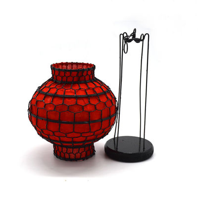 Colorful Red Iron Cloth Christmas Lanterns in Feng Shui Style for Festive Ambiance