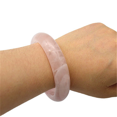 Crystal Quartz Rose Bangles Real Pink Bracelets Round Shape Wedding Gifts for Women and Men